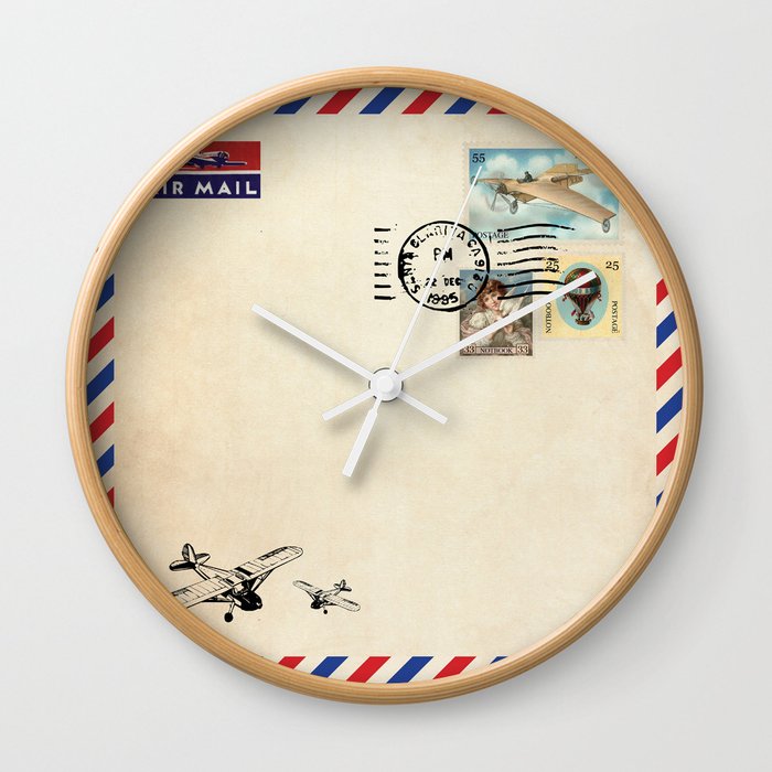 vintage airmail Wall Clock