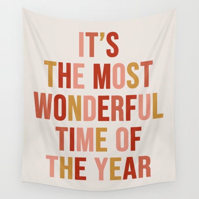 Most Wonderful Time Multi Colored Warm Wall Tapestry