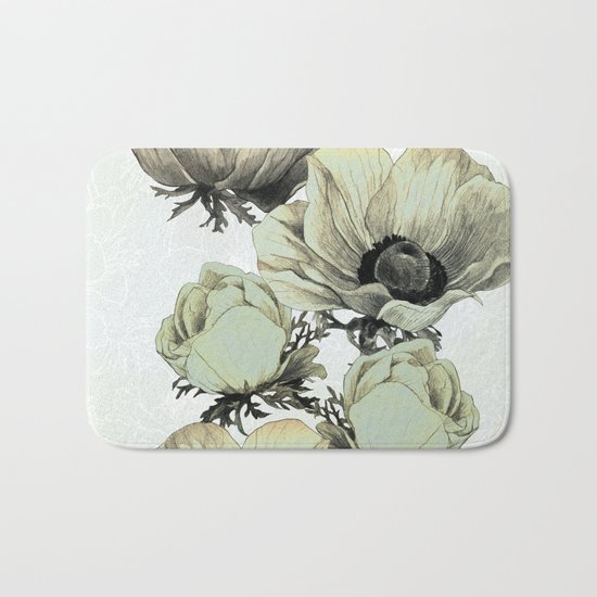 anemone flowers (white background) Bath Mat