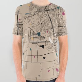 Stockton USA - Artistic City Map All Over Graphic Tee