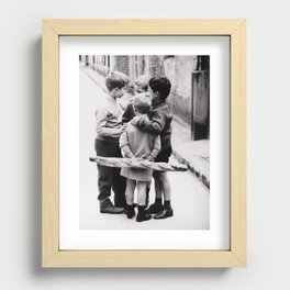 The Gangs of Paris, Little Boys with Morning Baguettes black and white photography - black and white photographs Recessed Framed Print