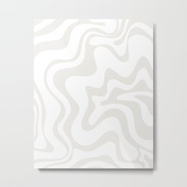 Liquid Swirl Abstract Pattern in Nearly White and Pale Stone Metal Print | Modern, Pattern, Painting, Light, Retro, White, Pale, Digital, Kierkegaarddesign, Abstract 