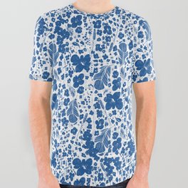 Navy Flowers 1 All Over Graphic Tee