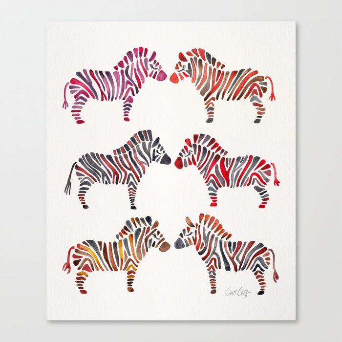Zebras – Rainbow Palette Canvas Print