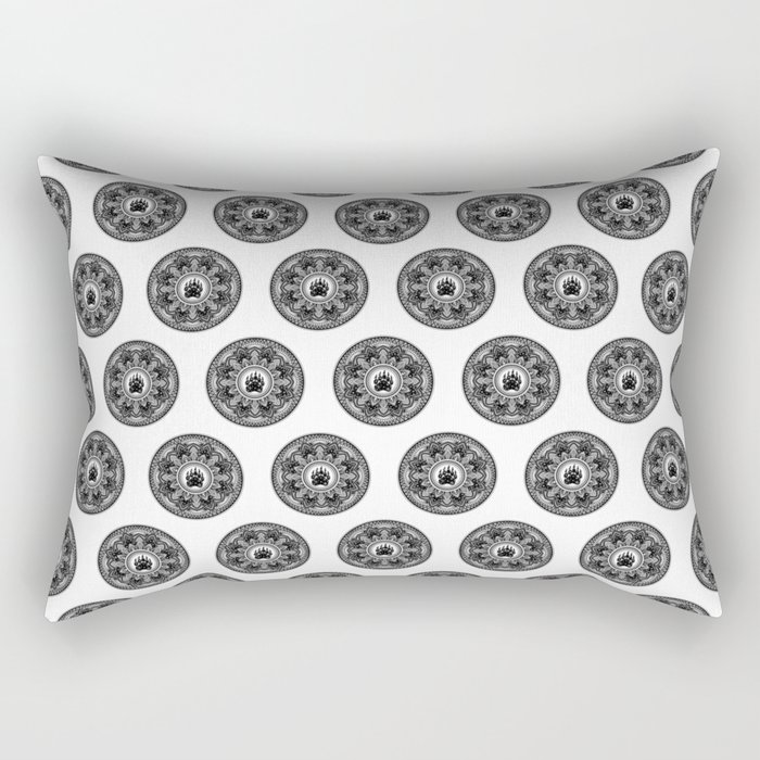 Bear Footprint - Black and white mandala bear paw Rectangular Pillow