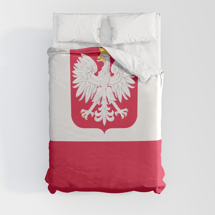 State flag of Poland with Coat of Arms Duvet Cover