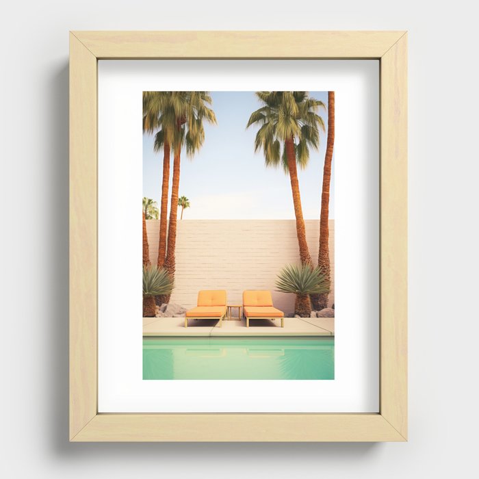 Sunny Poolside Oasis: Palm Springs Wall Art Recessed Framed Print