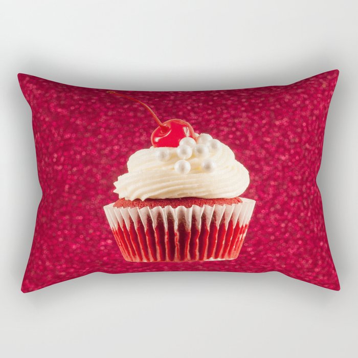 Cupcake Love | The Sparkliest Red Velvet Rectangular Pillow