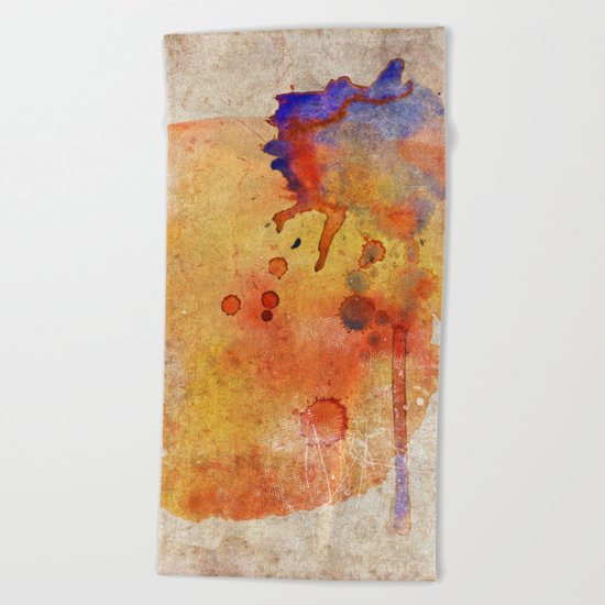 Orange Color Splash Beach Towel