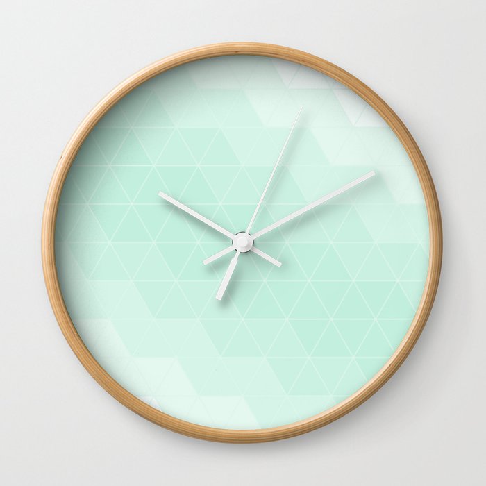 Mint Green Geometric Line Triangle Spring Summer Wall Clock