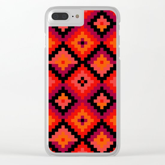 Aztec pattern - orange, pink, fuchsia Clear iPhone Case