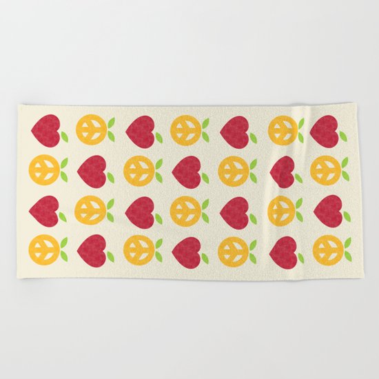 Apple and Orange - Love and Peace Beach Towel