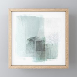 Pale Teal Blue Square Minimalist Abstract Painting Framed Mini Art Print