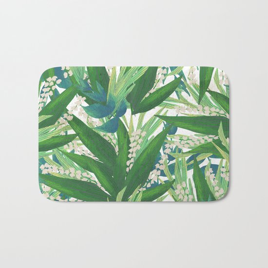Tropical Leaves Pattern Bath Mat
