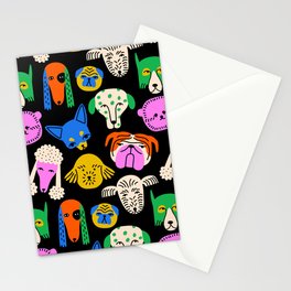Funny colorful dog cartoon pattern Stationery Card