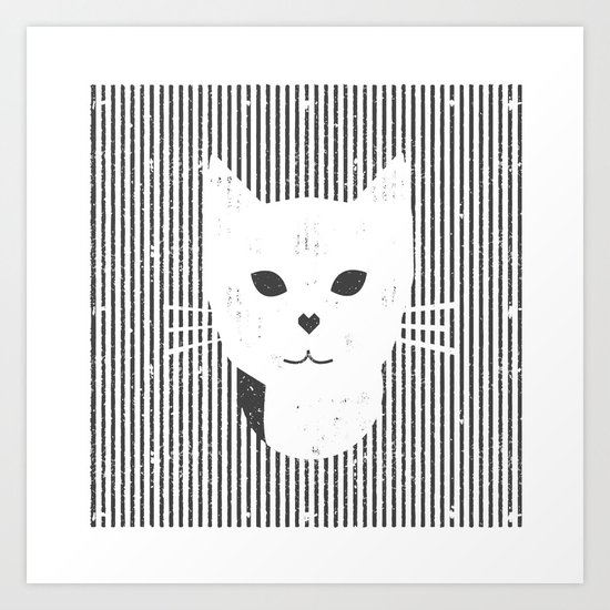 Stripe Kitty Art Print