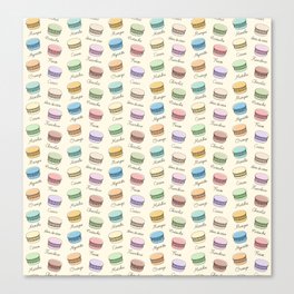 French Macarons Pattern on Vanilla Canvas Print