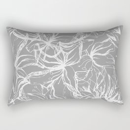 White contour flowers on a gray background. Rectangular Pillow
