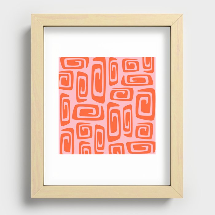 Mid Century Modern Cosmic Abstract 528 Orange and Pink Recessed Framed Print