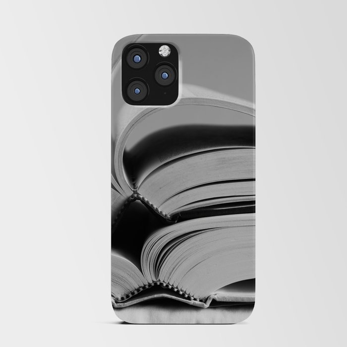 Open Books in Black and White iPhone Card Case