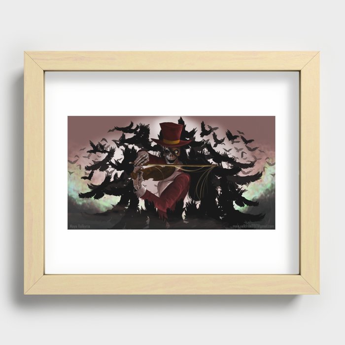 Violinist in the dark and ravens Recessed Framed Print