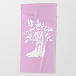 Pink Floral Cowboy Beach Towel