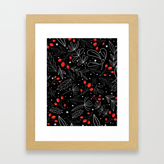 Christmas magical floral pattern Framed Art Print