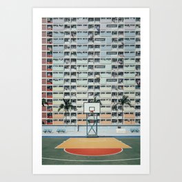 Colorful Basketball Court, Hong Kong City | Rainbow Building, Urban | Travel Fine Art Photography | Art Print