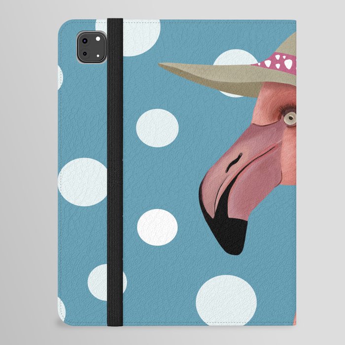 Flamingo - Blue Polka Dots iPad Folio Case