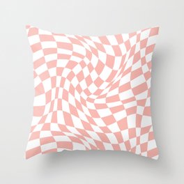 Twist checkers - Retro Pink Throw Pillow