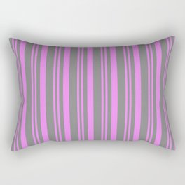 [ Thumbnail: Violet & Gray Colored Stripes Pattern Rectangular Pillow ]