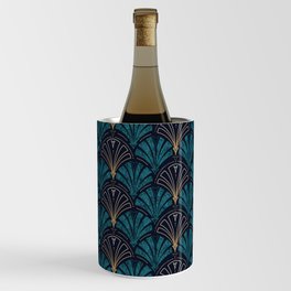 Gold Teal Art Deco Great Gatsby Style Pattern Wine Chiller