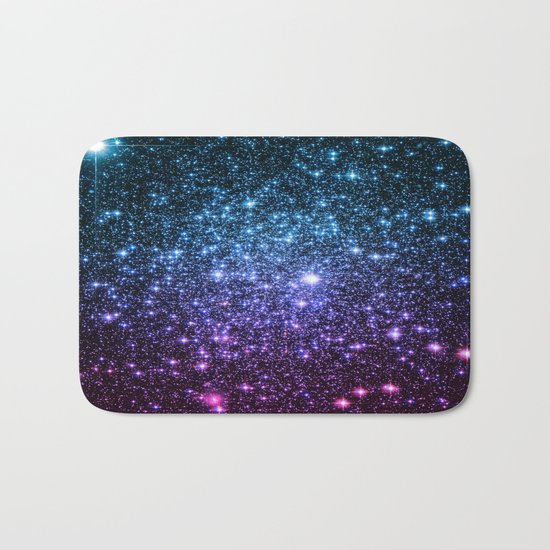 Galaxy Stars : Teal Violet Pink Ombre Bath Mat