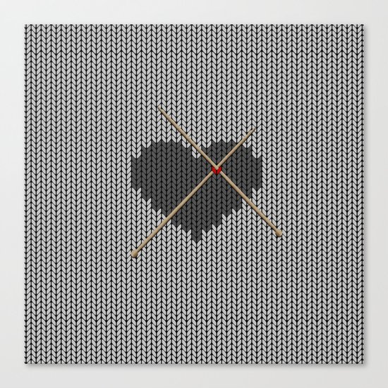 Original Knitted Heart Design Canvas Print