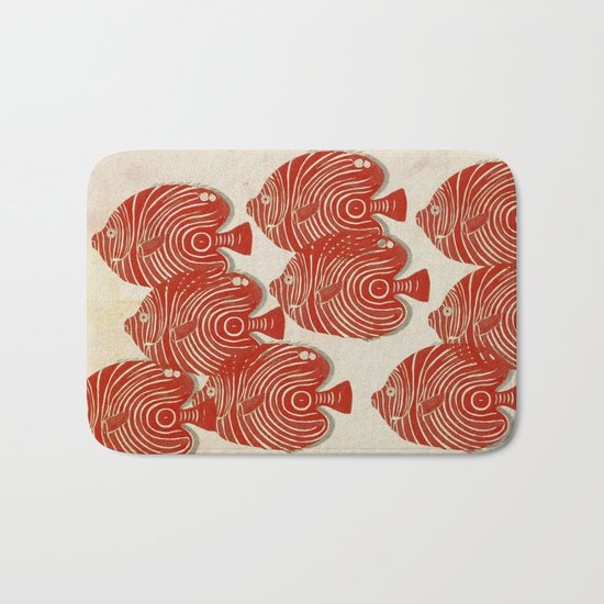 Shoal of Red Fish Bath Mat