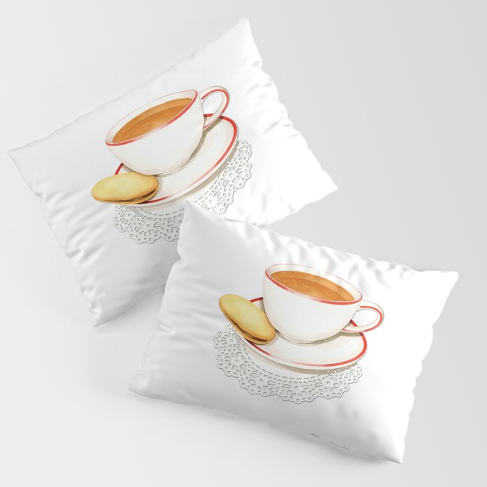 Teatime! Cup of Tea and a biscuit Pillow Sham