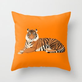 Orange Tiger Throw Pillow