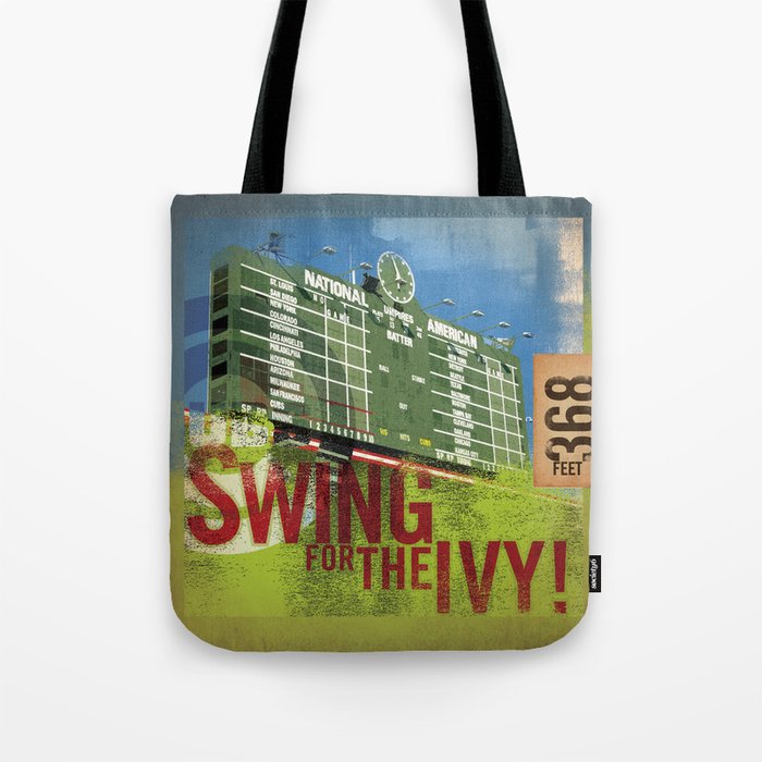 Wrigley field baseball chicago swing for the ivy sports art  Tote Bag