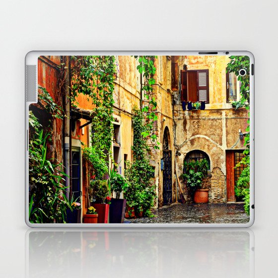 Vintage street in Rome, after Rain Laptop & iPad Skin