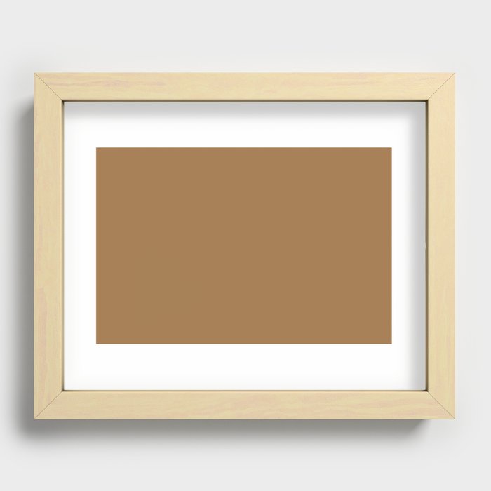 Dark Brown Solid Color Pairs Pantone Bone Brown 17-1128 TCX - Shades of Orange Hues Recessed Framed Print