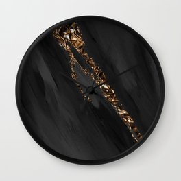 Black Paint Brushstrokes Gold Foil Wall Clock