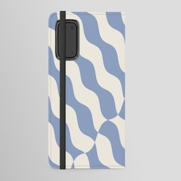 Retro Wavy Abstract Swirl Lines in Blue & White Android Wallet Case