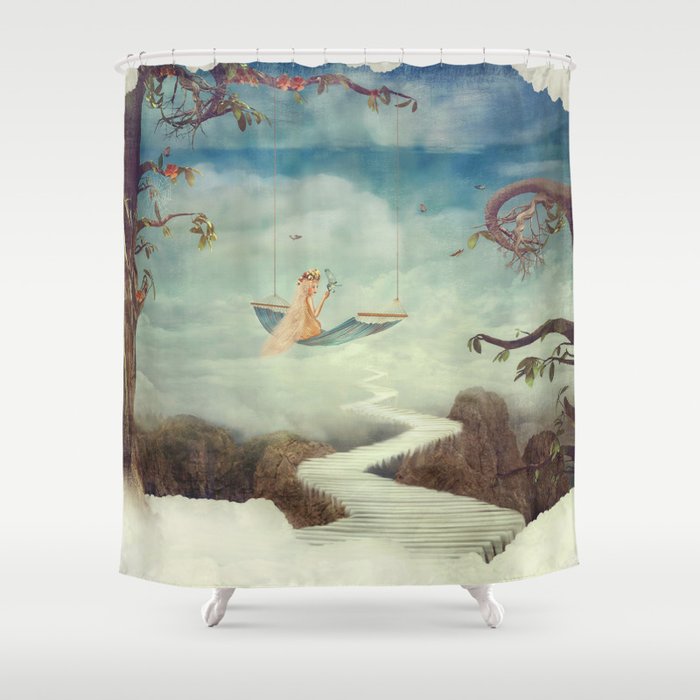 Little Girl On The Swing In The Fantastic Country In Sky Shower