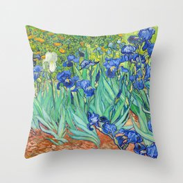 Van Gogh Irises Impressionist Painting Throw Pillow
