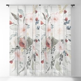 Loose Watercolor Bouquet Sheer Curtain