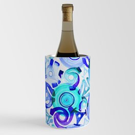Vinyl Records & Adapters Watercolor Painting Pattern Wine Chiller