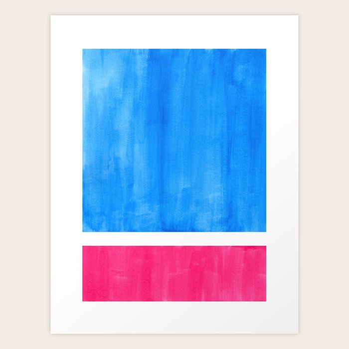 Baby Blue Pastel Pink Minimalist Mid Century Modern Rothko Color Field