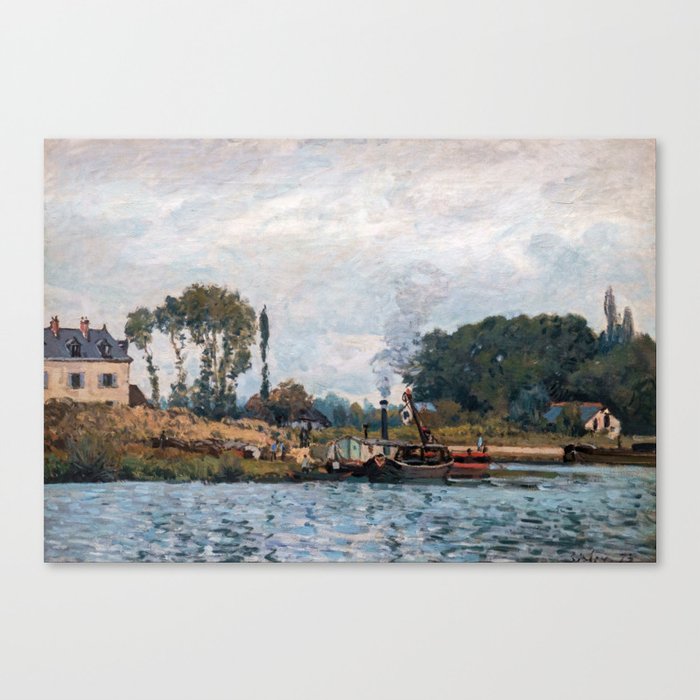 Alfred Sisley - Boats at the Lock at Bougival Canvas Print
