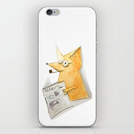 dog smoking pipe and reading a newspaper iPhone Skin