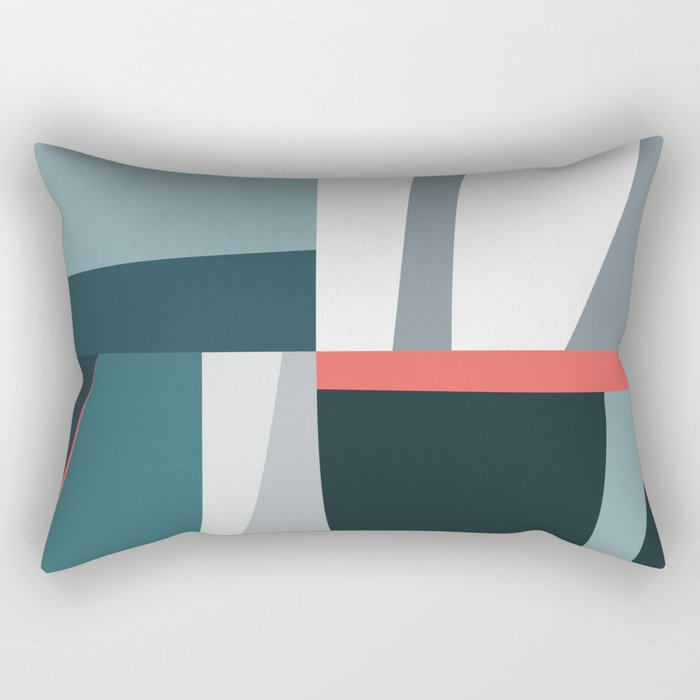 Organic Geometric 01 Blue Rectangular Pillow